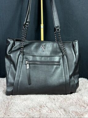 Simply Vera Vera Wang Rockbridge Tote Bag - Sleek Black Faux Leather Shoulder